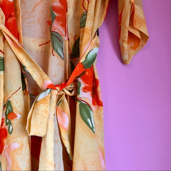 🔹2/$30🔹 Golden Tropical Floral Print Kimono O/S - Picture 4 of 8